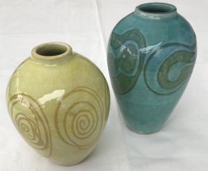 Bente Lübbert 2 keramiske vaser, H15cm